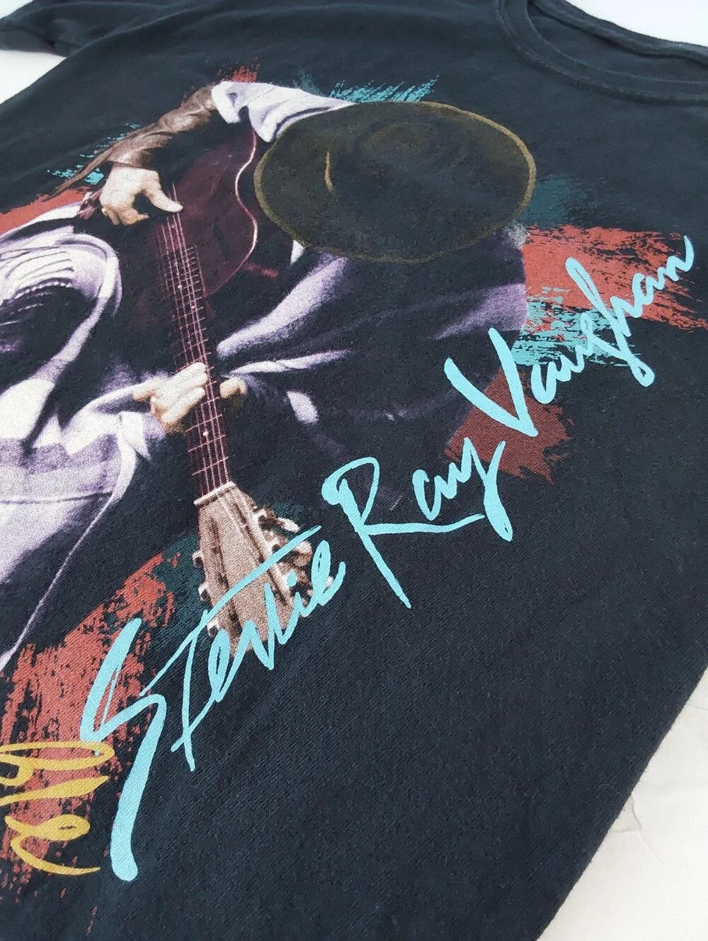Stevie Ray Vaugh Guitarist - Mens Black Graphic Short-Sleeve Tee